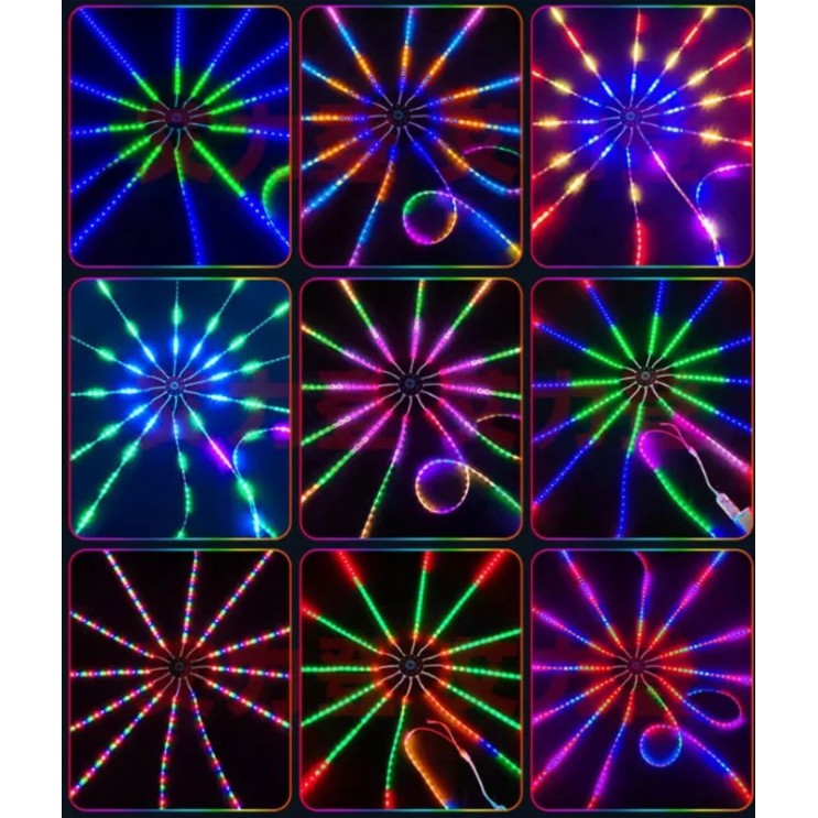 Instalatie artificii LED Smart, RGB, muzica, telecomanda si control din smartphone