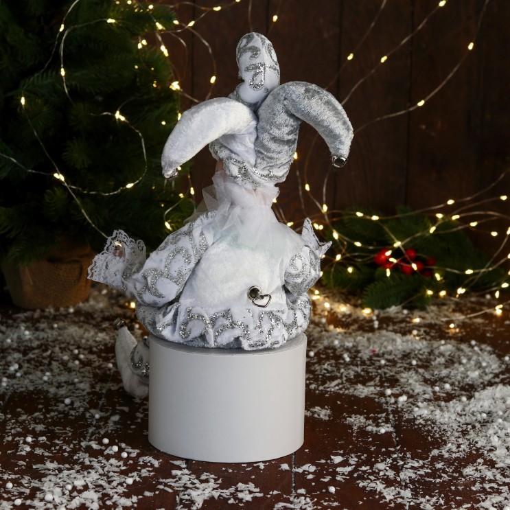 Arlechin animat Figurina muzicala,mecanic,45 cm,Argintiu