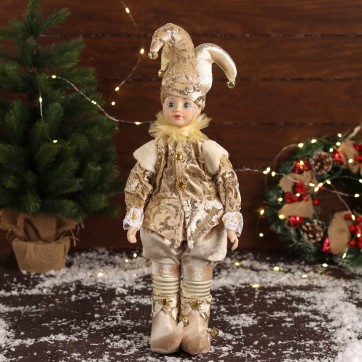 Arlechin Animat Figurina Muzicala, Mecanic, 50 cm,Auriu