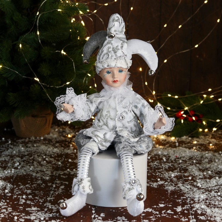 Arlechin animat Figurina muzicala,mecanic,45 cm,Argintiu Arlechin animat Figurina muzicala,mecanic,45 cm,Argintiu