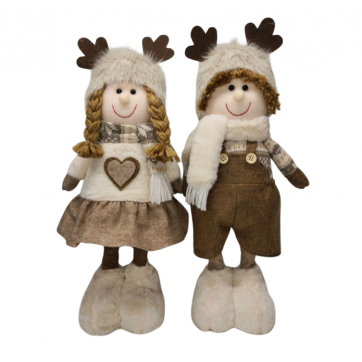 Set Figurine Mari De Craciun Fata si Baiat,Inaltime reglabila,65 cm