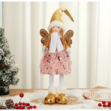 Papusa Zana ,Decoratiune Papusa Craciun,Paiete Roz,55 cm H