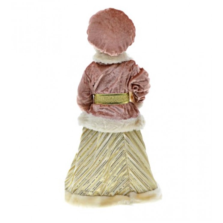 Set Păpuși Mari Moș Crăciun si Craciunita,Vintage, catifea roz