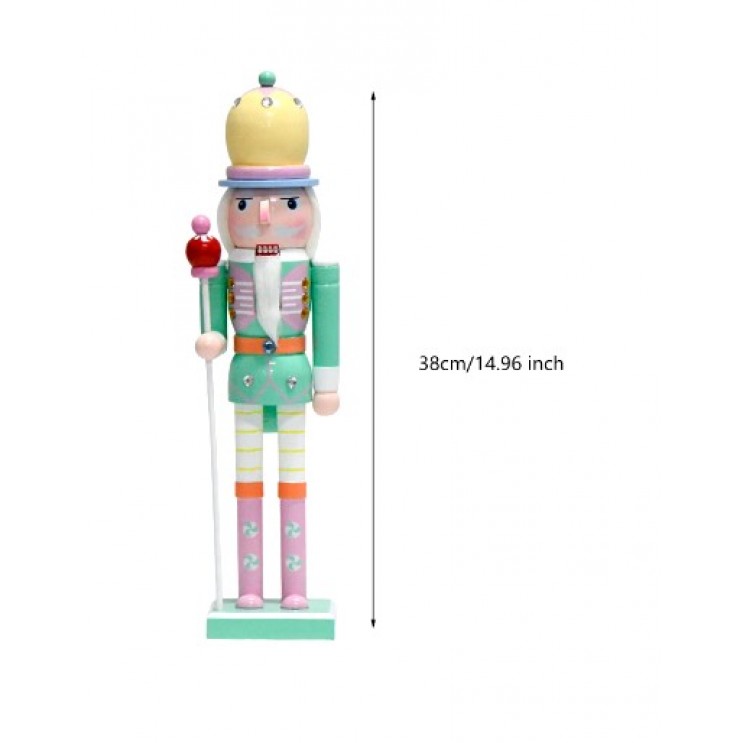 Decoratiune Craciun Spargatorul de nuci, Figurina Craciun din lemn, Pastel, 38cm H