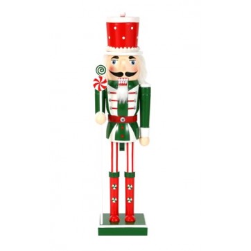 Spargatorul de nuci, Figurina Craciun din lemn, Alb-Verde, 38cm H