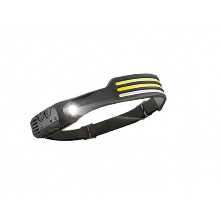 Lanterna de cap LED Profesionala, Senzor de miscare, 5 Moduri lumina,3 Benzi de led COB,Acumulator reincarcabil 1200 mAh,Waterproof, Negru