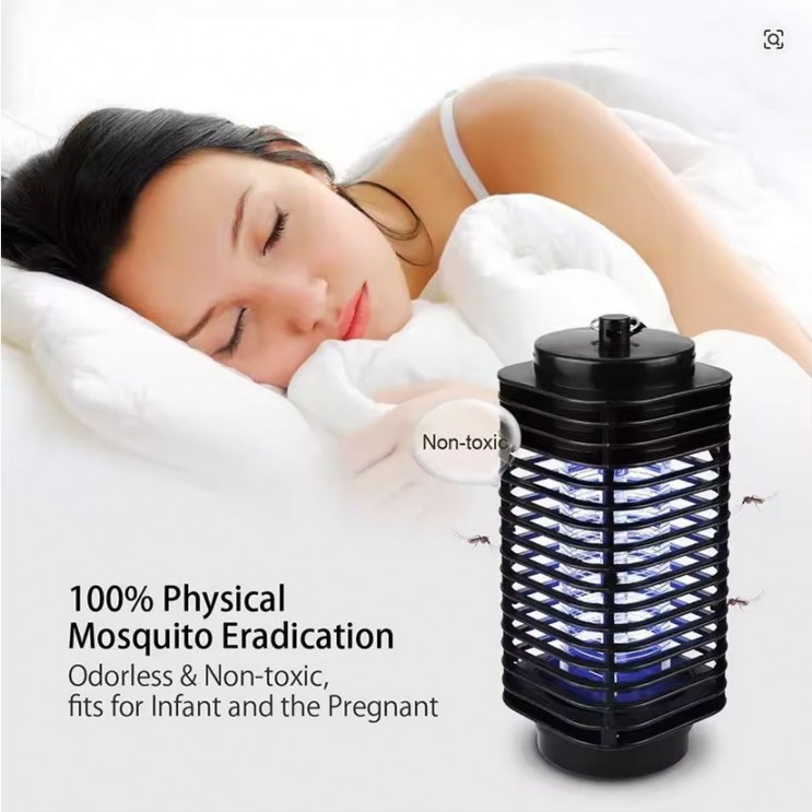 Lampa UV anti insecte tip felinar, aparat tantari si muste pentru interior si exterior, capcana electrica silentioasa fara chimicale, 6W, alimentare 220V, Negru