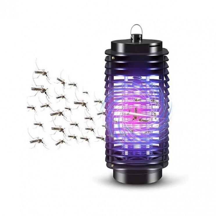 Lampa UV anti insecte tip felinar, aparat tantari si muste pentru interior si exterior, capcana electrica silentioasa fara chimicale, 6W, alimentare 220V, Negru