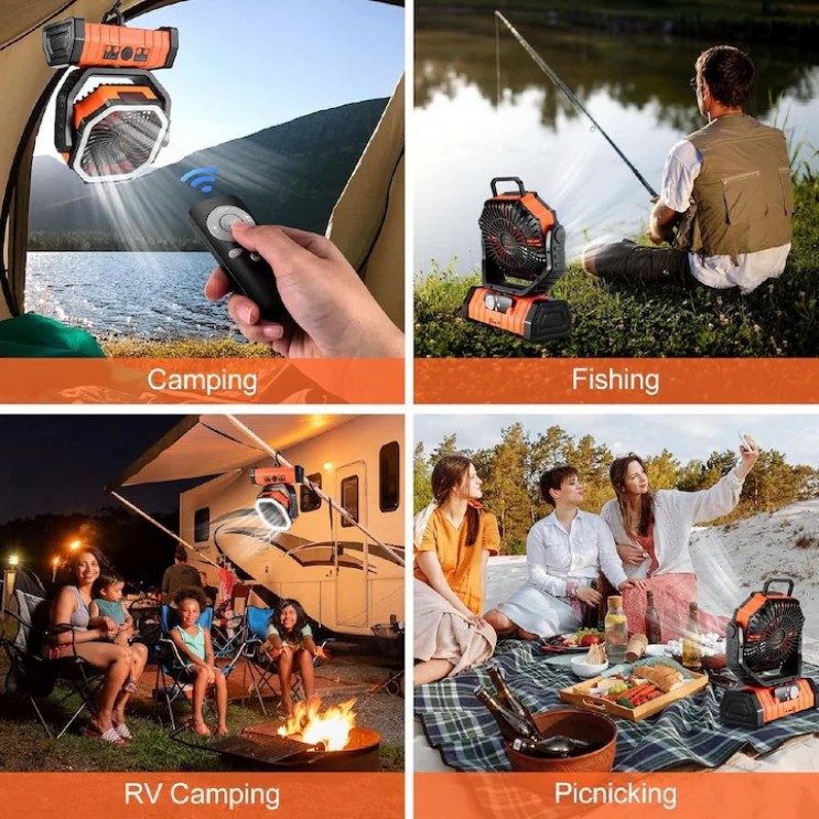 Ventilator de Camping Profesional, 4 Trepte de viteza, 3 Trepte de Intensitate a Luminii, 20.000 mAh, Rotire Manuala la 270°, Incarcare Prin Port Type-C, Telecomanda, Material ABS, 223 × 114 × 284 mm,Carlig Agatare Ventilator de Camping Profesional, 4 Trepte de viteza, 3 Trepte de Intensitate a Luminii, 20.000 mAh, Rotire Manuala la 270°, Incarcare Prin Port Type-C, Telecomanda, Material ABS, 223 × 114 × 284 mm,Carlig Agatare