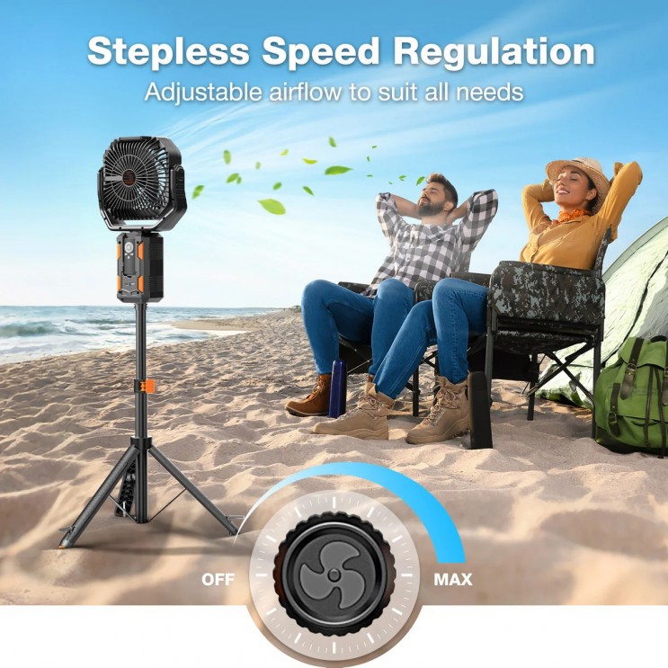 Ventilator de Camping Profesional cu Trepied, 4 Trepte de viteza, 3 Trepte de Intensitate a Luminii, 20.000 mAh, Rotire Manuala la 270°, Incarcare Prin Port Type-C, Telecomanda, Material ABS, 223 × 114 × 284 mm,Carlig Agatare Ventilator de Camping Profesional cu Trepied, 4 Trepte de viteza, 3 Trepte de Intensitate a Luminii, 20.000 mAh, Rotire Manuala la 270°, Incarcare Prin Port Type-C, Telecomanda, Material ABS, 223 × 114 × 284 mm,Carlig Agatare