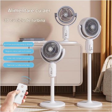 Ventilator 3 in 1 de podea,wireless, telecomanda, oscilatie automata, 5 niveluri viteza, temporizator 8 trepte, inaltime reglabila 38/60/82 cm, 10W, alb