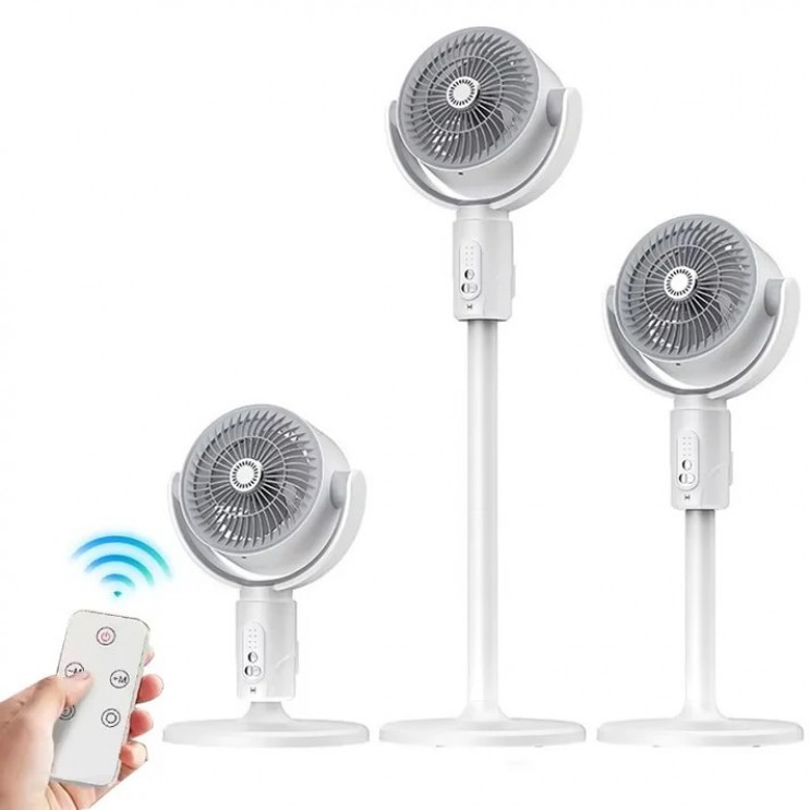 Ventilator 3 in 1 de podea,wireless, telecomanda, oscilatie automata, 5 niveluri viteza, temporizator 8 trepte, inaltime reglabila 38/60/82 cm, 10W, alb