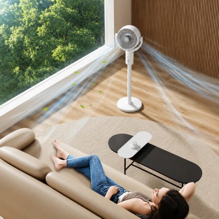 Ventilator 3 in 1 de podea,wireless, telecomanda, oscilatie automata, 5 niveluri viteza, temporizator 8 trepte, inaltime reglabila 38/60/82 cm, 10W, alb