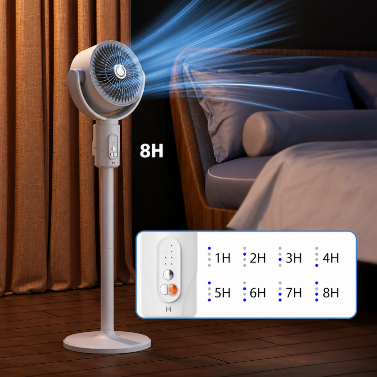 Ventilator 3 in 1 de podea,wireless, telecomanda, oscilatie automata, 5 niveluri viteza, temporizator 8 trepte, inaltime reglabila 38/60/82 cm, 10W, alb