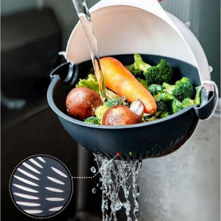 Feliator de legume cu Bol ,Strecurator, Vet Basket Vegetable Cutter,cu 5 lame diferite de taiere