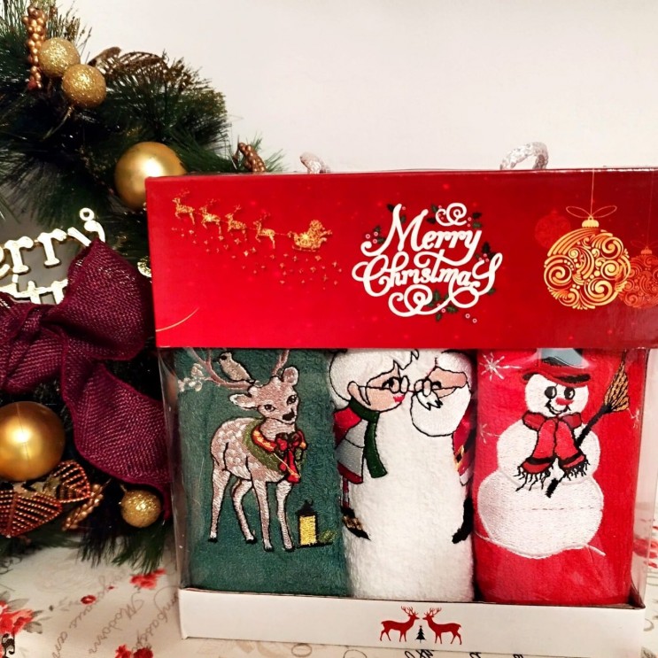 Set Cadou 3 Prosoape Craciun De Bucătărie – Bumbac Premium 