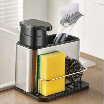 Dozator sapun de bucatarie 3 in 1, cu suport pentru burete si perie