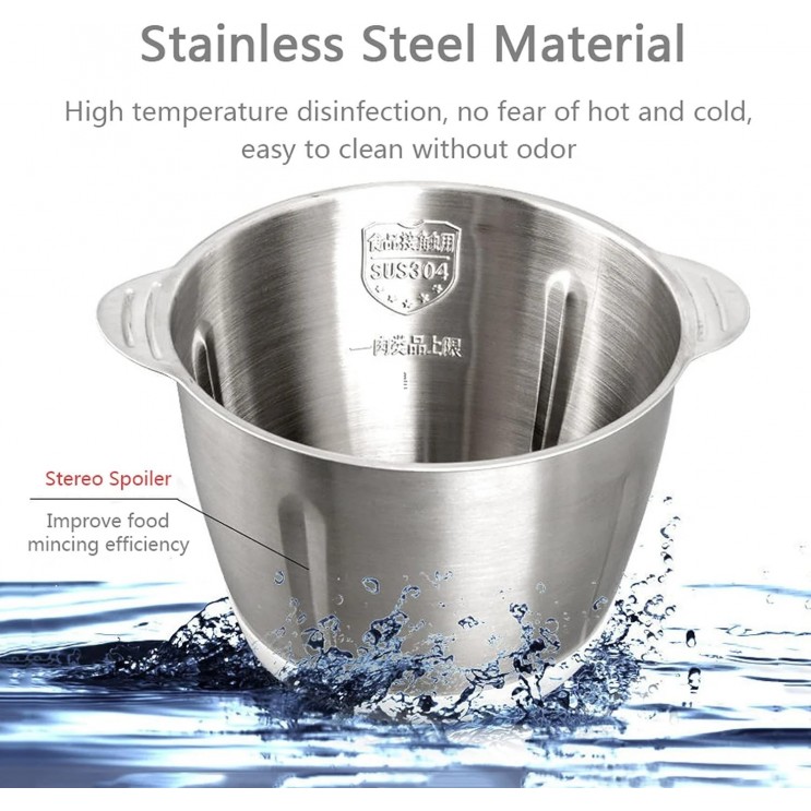 Tocator electric carne si legume, 4 lame inox, 2 viteze, 3L, bol inox