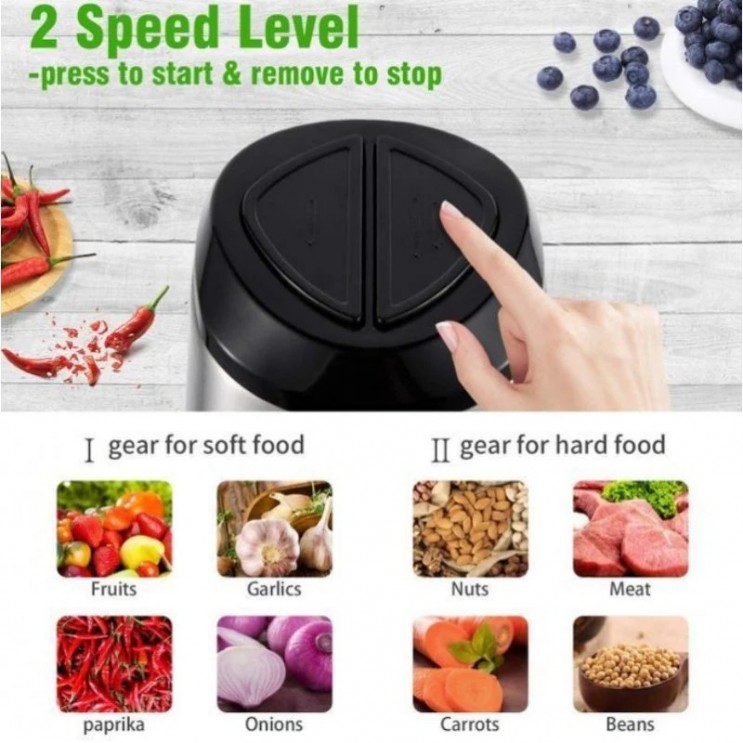 Tocator electric carne si legume, 4 lame inox, 2 viteze, 3L, bol inox