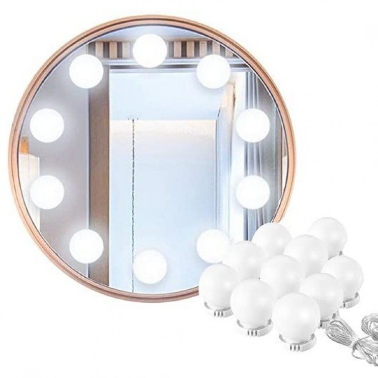 Kit 10 Becuri LED Premium,pentru oglinda de machiaj ,10 moduri de Luminozitate reglabila si 3 moduri de iluminare a culorilor