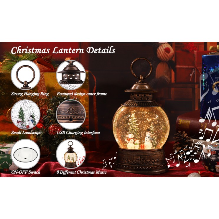 Felinar LED Luminos Rotnd Plat Premium ,Muzical cu Baterii Si USB cu zapada si tematica de Craciun Felinar LED Luminos Rotnd Plat Premium ,Muzical cu Baterii Si USB cu zapada si tematica de Craciun