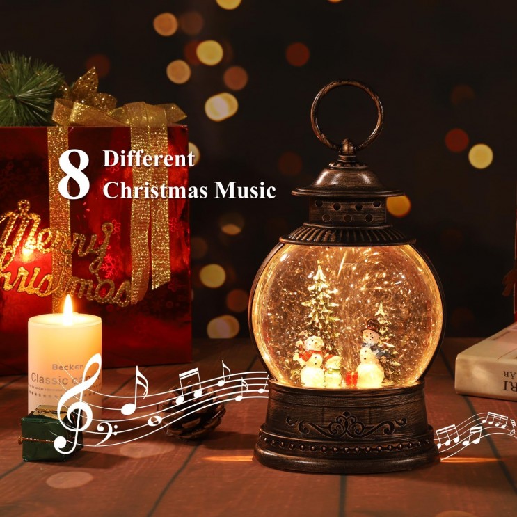 Felinar LED Luminos Rotnd Plat Premium ,Muzical cu Baterii Si USB cu zapada si tematica de Craciun Felinar LED Luminos Rotnd Plat Premium ,Muzical cu Baterii Si USB cu zapada si tematica de Craciun