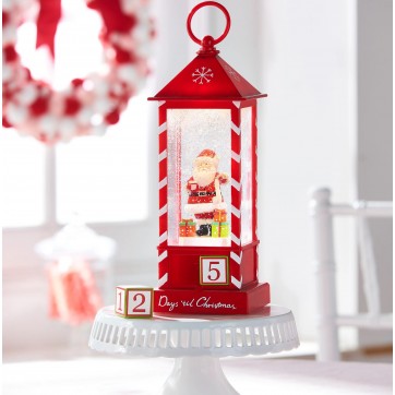 Felinar LED Luminos Premium Advent,Muzical cu Ventilator, Baterii Sau USB cu zapada si tematica de Craciun