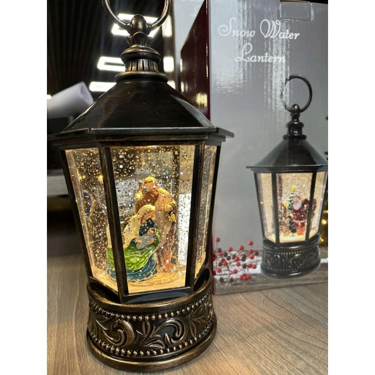 Felinar LED Luminos Premium Hexagonal ,Muzical, Tematica Religioasa Nasterea Domnului, Baterii si USB cu Ventilator zapada  Felinar LED Luminos Premium Hexagonal ,Muzical, Tematica Religioasa Nasterea Domnului, Baterii si USB cu Ventilator zapada