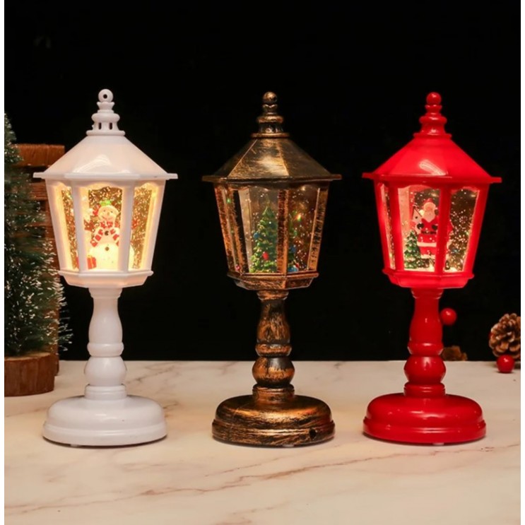 Felinar LED Luminos si Muzical Vintage cu Picior, Baterii Sau USB cu zapada si tematica de Craciun,Bronze Felinar LED Luminos si Muzical Vintage cu Picior, Baterii Sau USB cu zapada si tematica de Craciun,Bronze