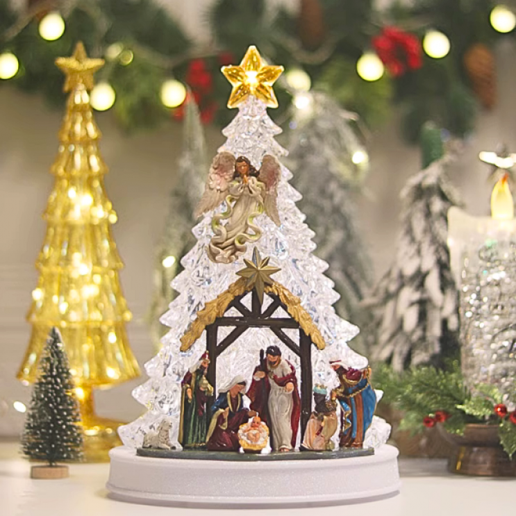 Brad XL  cu Scena Nasterea Domnului Muzica Religioasa si Lumini, Decor Magic de Sarbatoare Brad XL  cu Scena Nasterea Domnului Muzica Religioasa si Lumini, Decor Magic de Sarbatoare