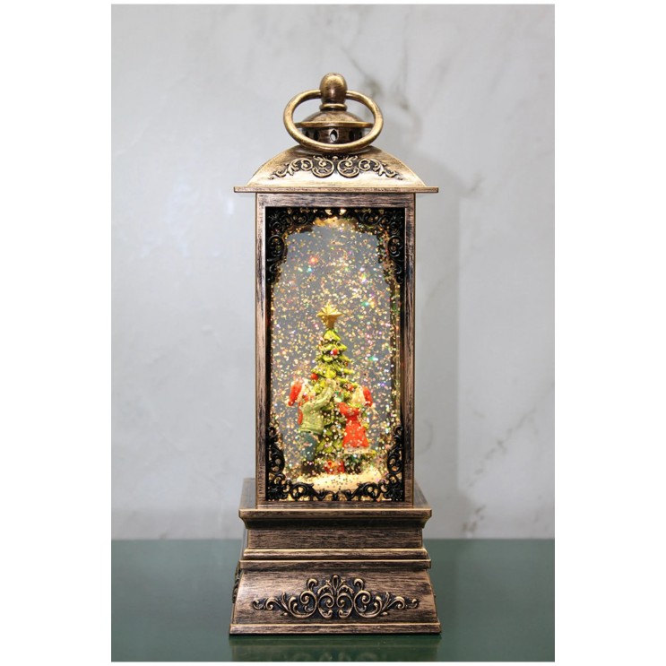 Felinar de Crăciun cu Broderie Vintage, Apă și LED