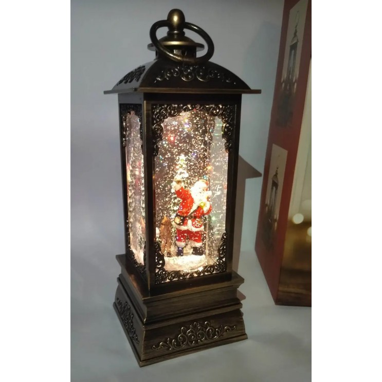 Felinar de Crăciun cu Broderie Vintage, Apă și LED