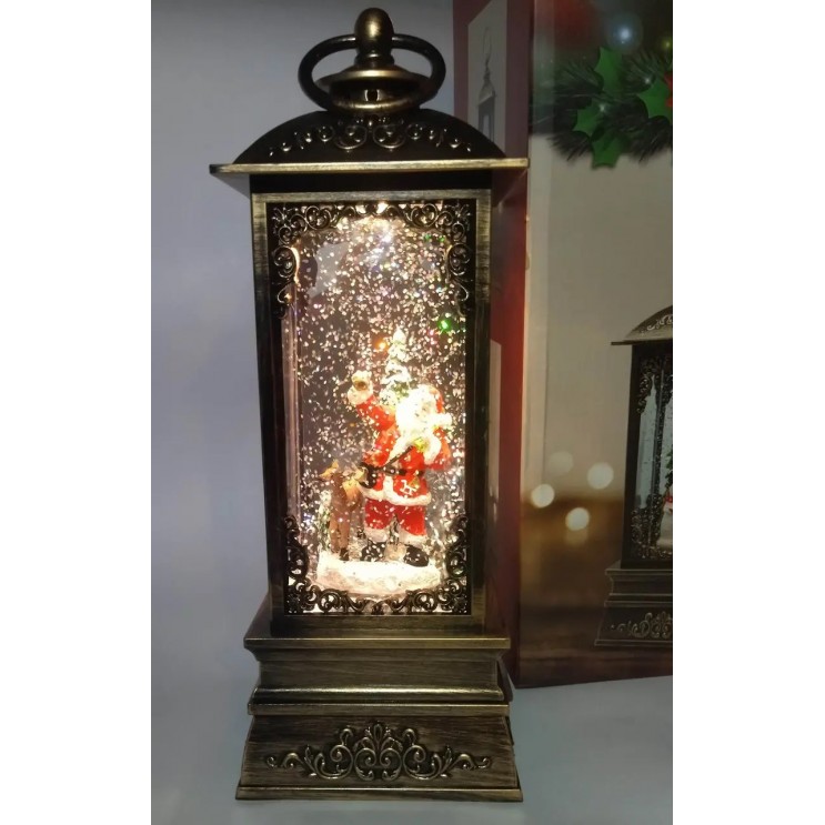 Felinar de Crăciun cu Broderie Vintage, Apă și LED