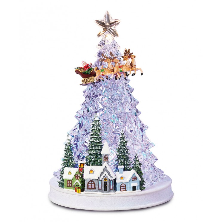 Brad XL  cu Scena Sat de Craciun Muzica si Lumini, Decor Magic de Sarbatoare Brad XL  cu Scena Sat de Craciun Muzica si Lumini, Decor Magic de Sarbatoare