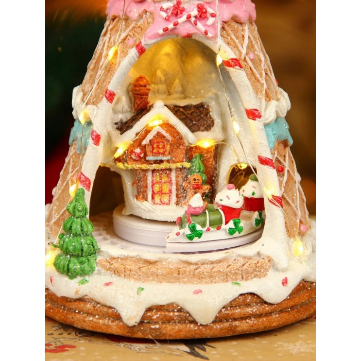 Brad de Crăciun Turtă Dulce Cu Muzică, Lumini Si Trenuleț Animat