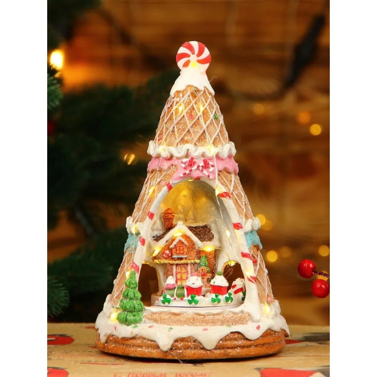 Brad de Crăciun Turtă Dulce Cu Muzică, Lumini Si Trenuleț Animat