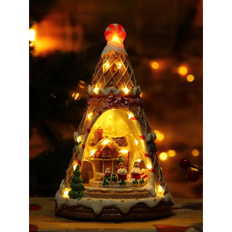 Brad de Crăciun Turtă Dulce Cu Muzică, Lumini Si Trenuleț Animat