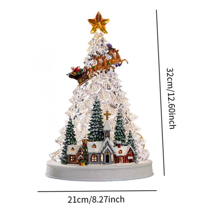 Brad XL  cu Scena Sat de Craciun Muzica si Lumini, Decor Magic de Sarbatoare Brad XL  cu Scena Sat de Craciun Muzica si Lumini, Decor Magic de Sarbatoare