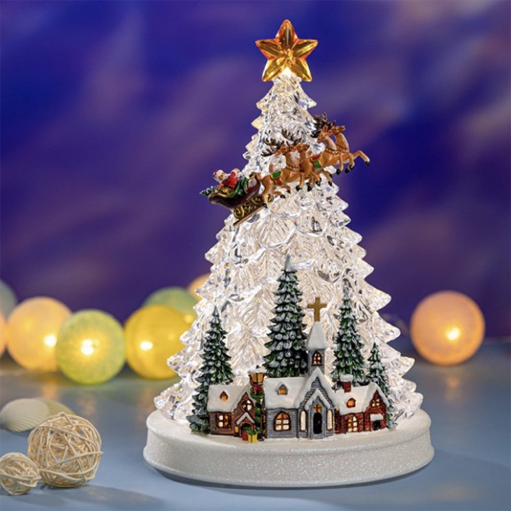 Brad XL  cu Scena Sat de Craciun Muzica si Lumini, Decor Magic de Sarbatoare Brad XL  cu Scena Sat de Craciun Muzica si Lumini, Decor Magic de Sarbatoare