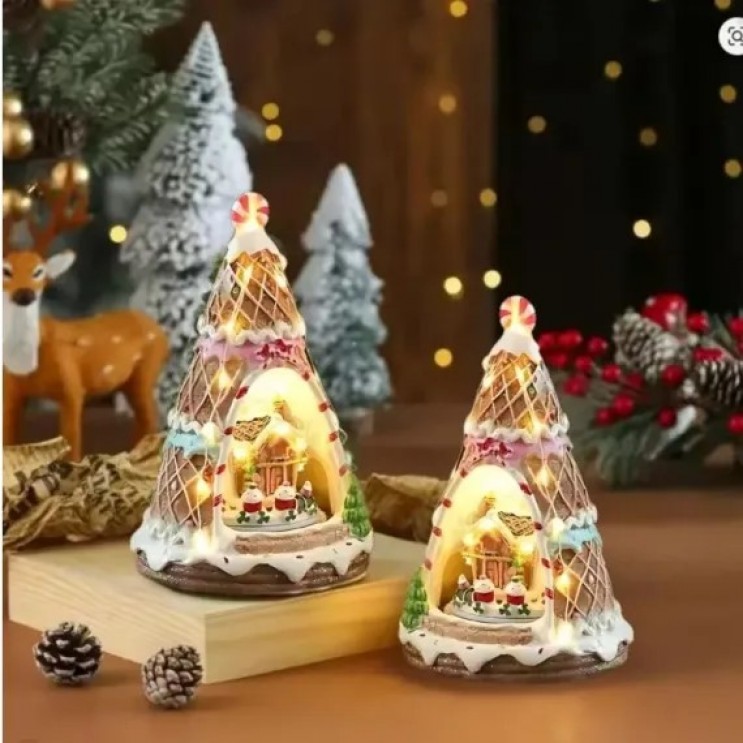 Brad de Crăciun Turtă Dulce Cu Muzică, Lumini Si Trenuleț Animat