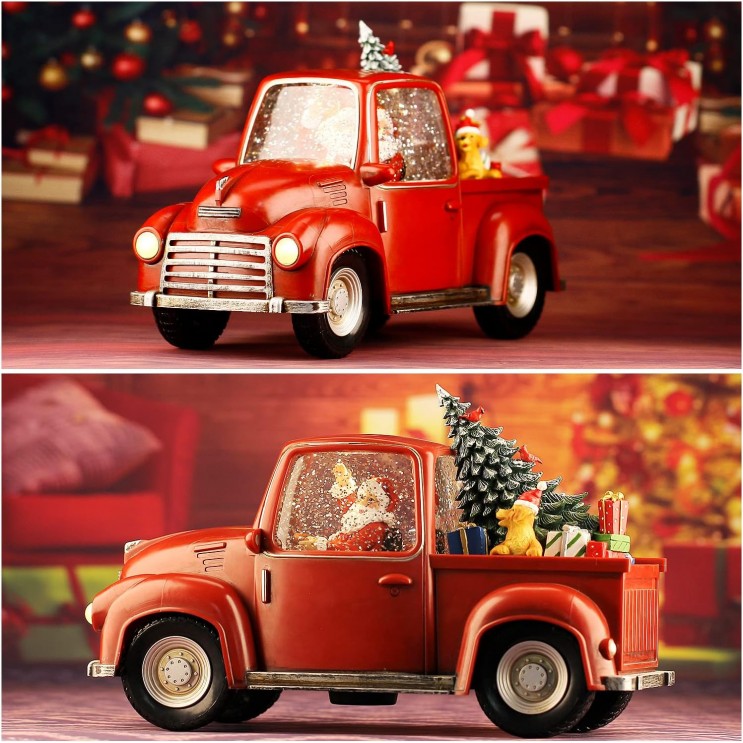 Felinar LED Masina lui Mos Craciun Premium,Muzicala,8 melodii,cu ventilator zapada,USB si Baterii