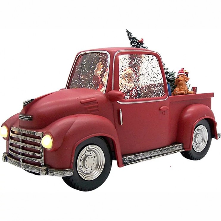 Felinar LED Masina lui Mos Craciun Premium,Muzicala,8 melodii,cu ventilator zapada,USB si Baterii