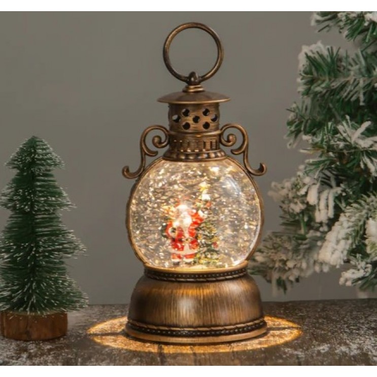 Felinar LED Luminos ,Muzical cu Baterii Si USB cu zapada si tematica de Craciun,Rotund ,20 cm Felinar LED Luminos ,Muzical cu Baterii Si USB cu zapada si tematica de Craciun,Rotund ,20 cm