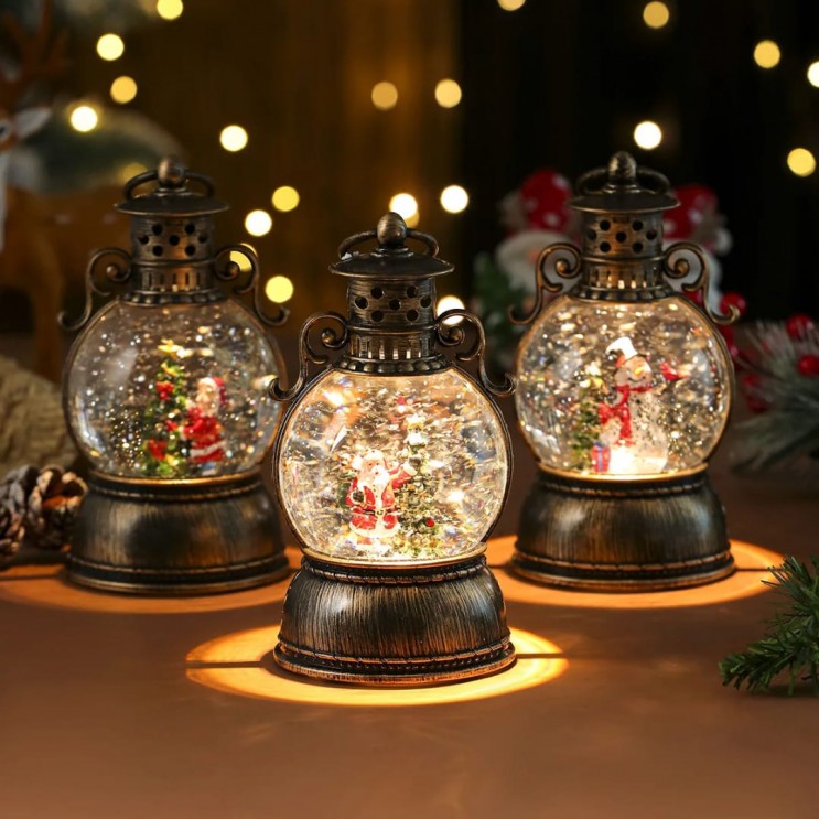 Felinar LED Luminos ,Muzical cu Baterii Si USB cu zapada si tematica de Craciun,Rotund ,20 cm Felinar LED Luminos ,Muzical cu Baterii Si USB cu zapada si tematica de Craciun,Rotund ,20 cm