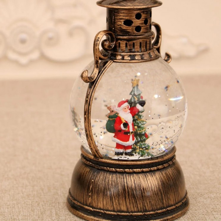 Felinar LED Luminos ,Muzical cu Baterii Si USB cu zapada si tematica de Craciun,Rotund ,20 cm Felinar LED Luminos ,Muzical cu Baterii Si USB cu zapada si tematica de Craciun,Rotund ,20 cm