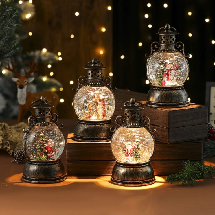 Felinar LED Luminos ,Muzical cu Baterii Si USB cu zapada si tematica de Craciun,Rotund ,20 cm Felinar LED Luminos ,Muzical cu Baterii Si USB cu zapada si tematica de Craciun,Rotund ,20 cm