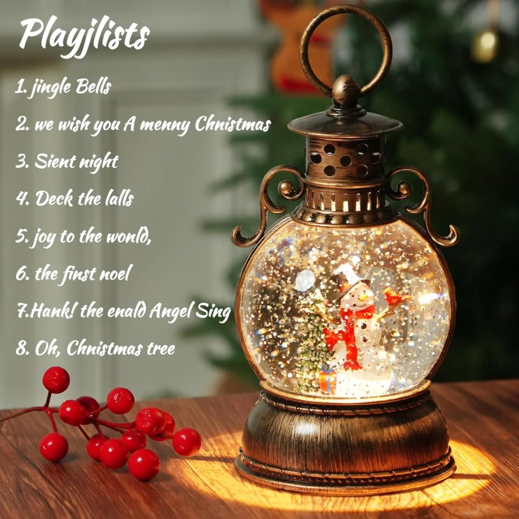 Felinar LED Luminos ,Muzical cu Baterii Si USB cu zapada si tematica de Craciun,Rotund ,20 cm Felinar LED Luminos ,Muzical cu Baterii Si USB cu zapada si tematica de Craciun,Rotund ,20 cm