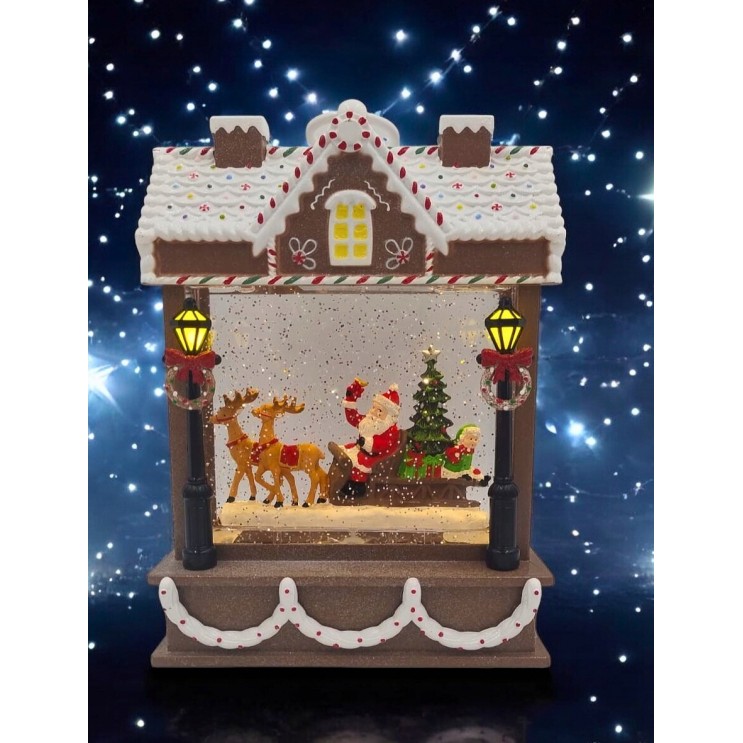 Felinar LED Premium XL Casuta de Turta Dulce,Muzical cu 8 Colinde,ventilator si fulgi sclipitori