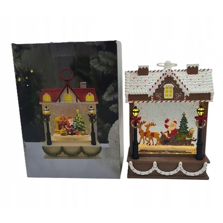 Felinar LED Premium XL Casuta de Turta Dulce,Muzical cu 8 Colinde,ventilator si fulgi sclipitori