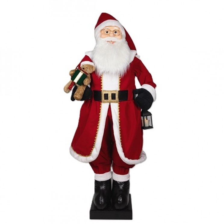 Figurina Mare MOS CRACIUN Premium, Haina din Catifea cu Senzor de miscare si muzica,Animat ,110 cm